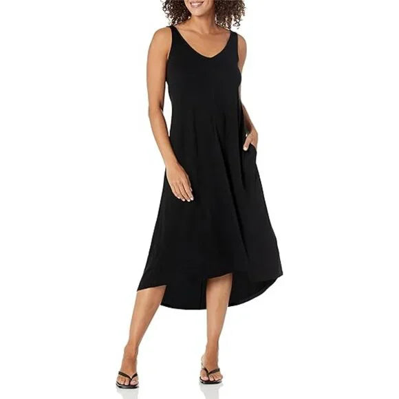 NWT NIC+ZOE Women's Double V Tank Dress Black Onyx Size L