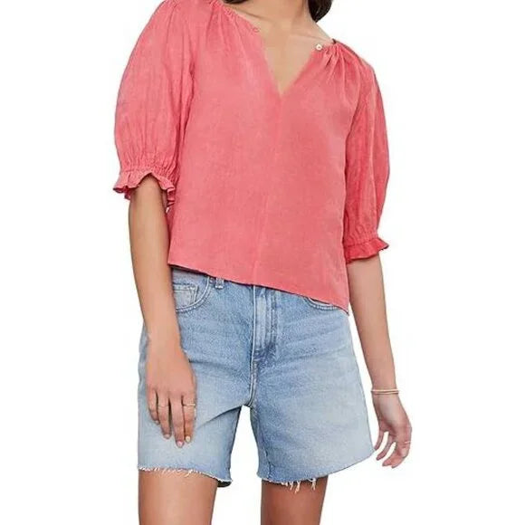 Velvet by Graham & Spencer Women's Celine Woven Linen Top Size XS