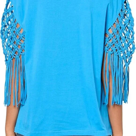 New w/ Tags Tru Luxe Jeans Women's Knotted Sleeve V Neck Knit Top Size XS