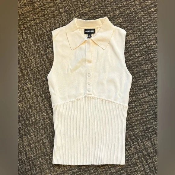 New w/ Tags Kenneth Cole Sleeveless Ribbed Top in color Oyster Size L