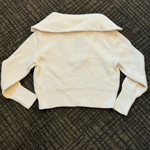NWT Kenneth Cole Cropped Ribbed Zip Up Sweater w/ High Collar Size XS