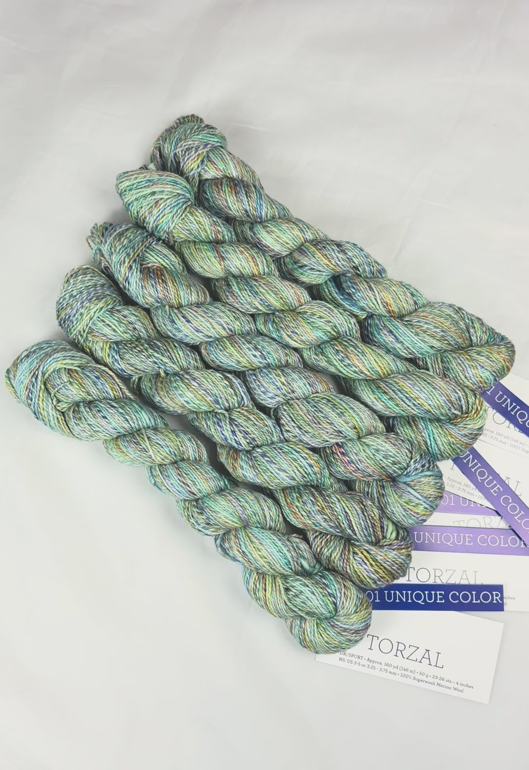 Load video: Malabrigo Torzal One of a Kind Colors - Seafoam Confetti - ONE SKEIN