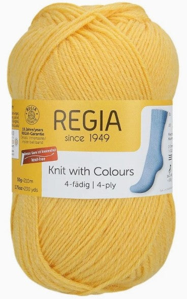 Regia 4-Ply Solids - Soft Yellow (Color #2041) - 50 Gram Skeins