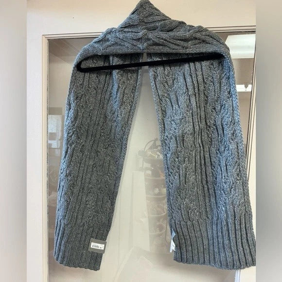 New w/ Tags Michael Kors Cable Knit Scarf Grey
