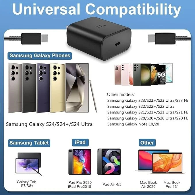 45W USB-C Charger Super Fast Charging 4ft Cord Black