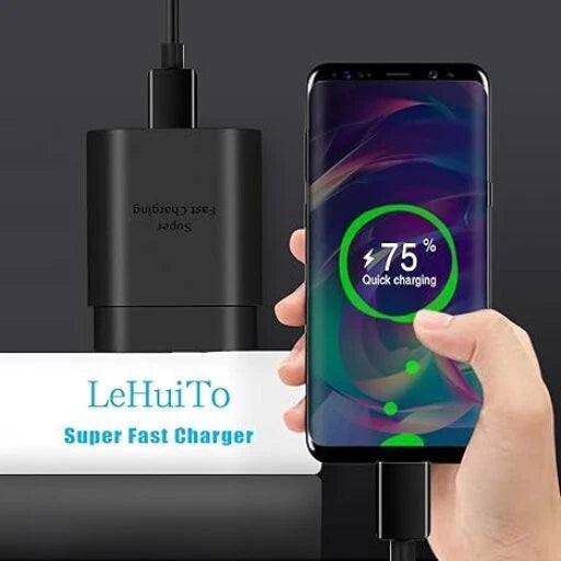 25W USB-C Super Fast Charger Block 5FT Cord Black - SET OF TWO