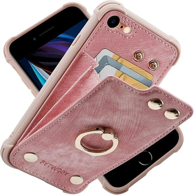 PYTWOPY Wallet Case with Card Holder Shockproof/Rotation/Rfid Block - Pink