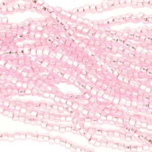 6/0 Czech Seed Beads - Pink Dyed Silver Lined (Color #18273) - 6 String Hanks, 66 Grams