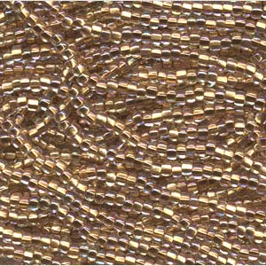 6/0 Preciosa Czech Seed Beads - Crystal Bronze Lined Aurora Borealis (Color #68506) - 6 String Hanks, 66 Grams