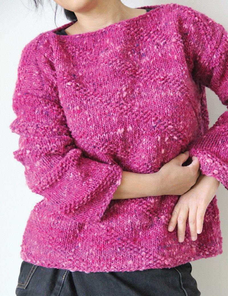 A Noro Tsuido Knitting Pattern - Slant Stitch Pullover (PDF)
