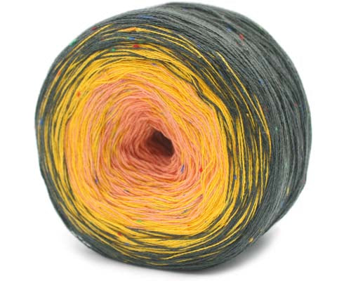 Trendsetter Yarns Transitions Tweed - Charcoal/Sunflower/Peach (Color #66) - FULL BAG SALE (5 SKEINS)