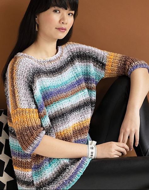 A Noro Taiyo Pattern - Turquoise & Tangerine Tee (PDF)