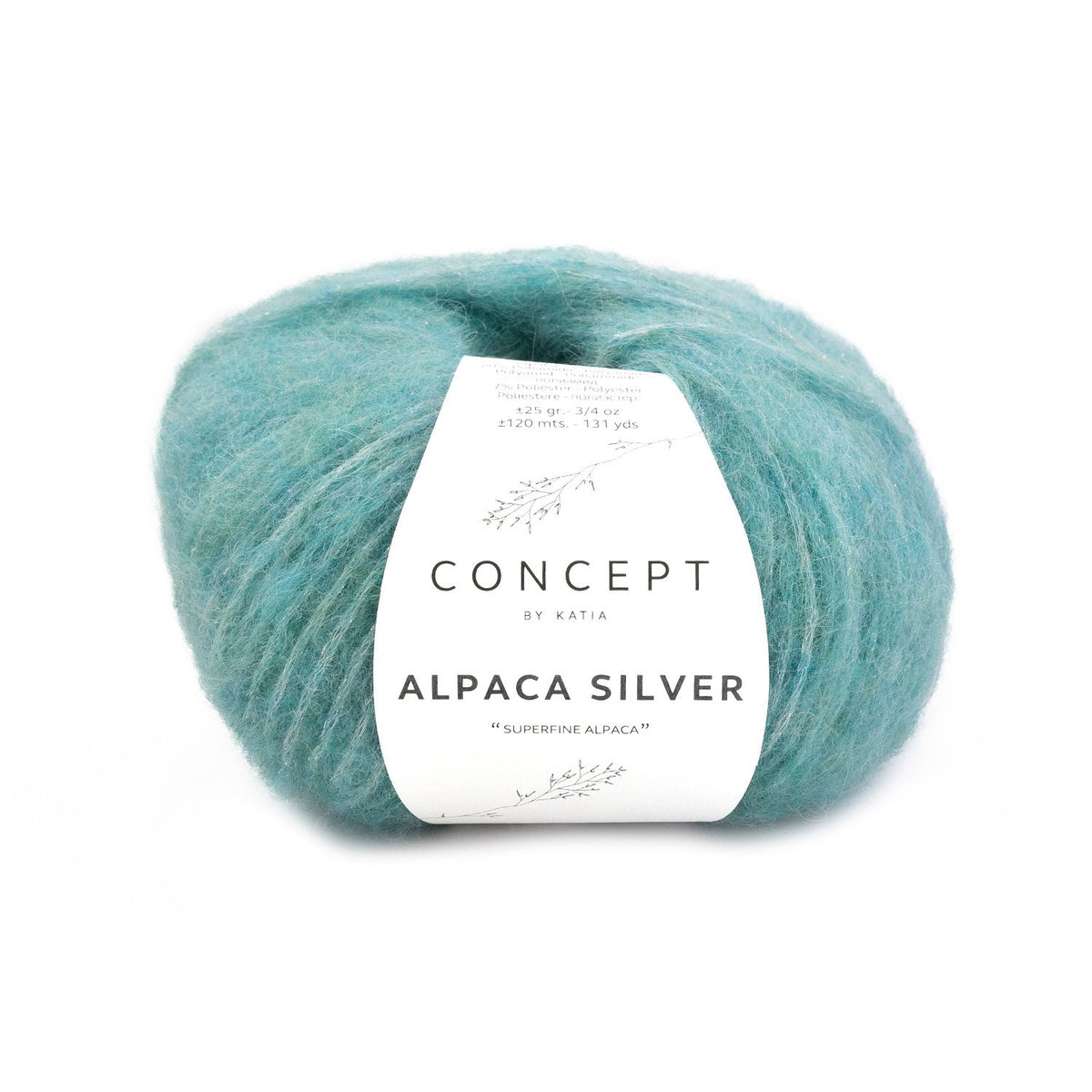 Katia Concept Alpaca Silver - Malachite-Silver (Color #280) knitting and crochet yarn on sale at little knits